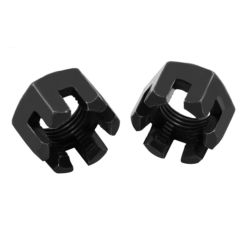 M16×1,5, шлицевая корончатая гайка из углеродистой стали класса 4,8, чернооксидная, DIN 935